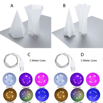 

Handmade Pyramid Epoxy Resin Mold Night Light Holder Silicone Casting Molds Kit F3MF