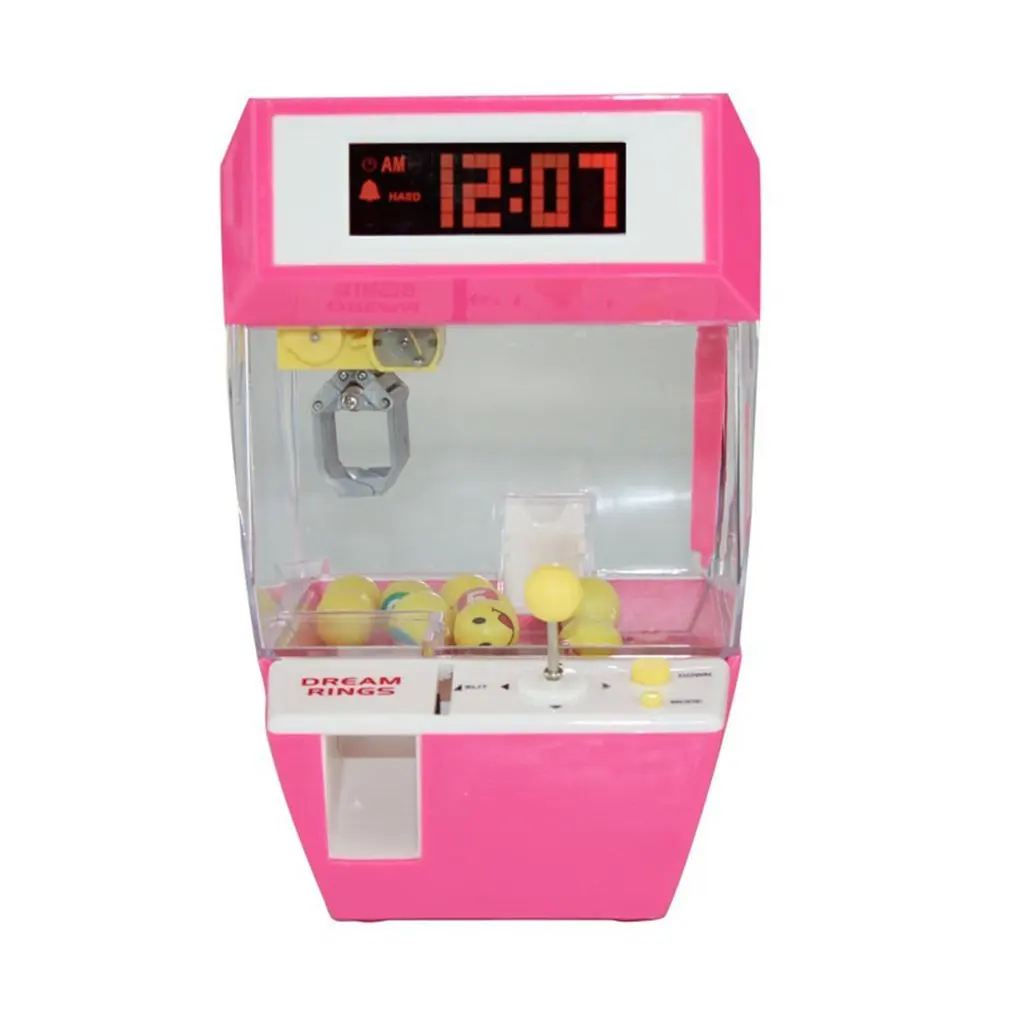 Ловец будильник монета игровой автомат кран кукла Кэнди захват коготь машина аркадная машина автоматическая Игрушка Дети - Цвет: Розовый