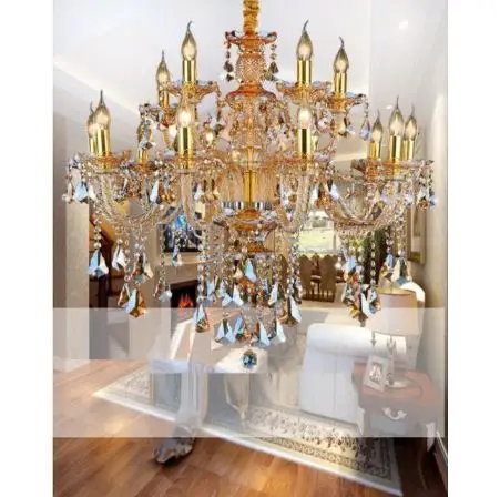 gold cognac Современная хрустальная люстра, украшение для гостиной, хрустальная лампа, многоцветная люстра 6& 8& 10& 15& 18 Внутреннее освещение - Цвет абажура: gold cognac