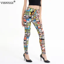 VISNXGI, женские леггинсы, Мультяшные, с принтом, леггинсы, пуш-ап, леггинсы для тренировок, эластичные, высокая талия, полиэстер, Femme, леггинсы для фитнеса, штаны