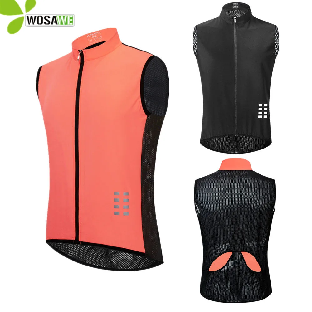 

WOSAWE Back Mesh Safe Cycling Jackets Water Resistance Reflective Ultralight Sleeveless Riding Downhill MTB Bike Gilet Waistcoat