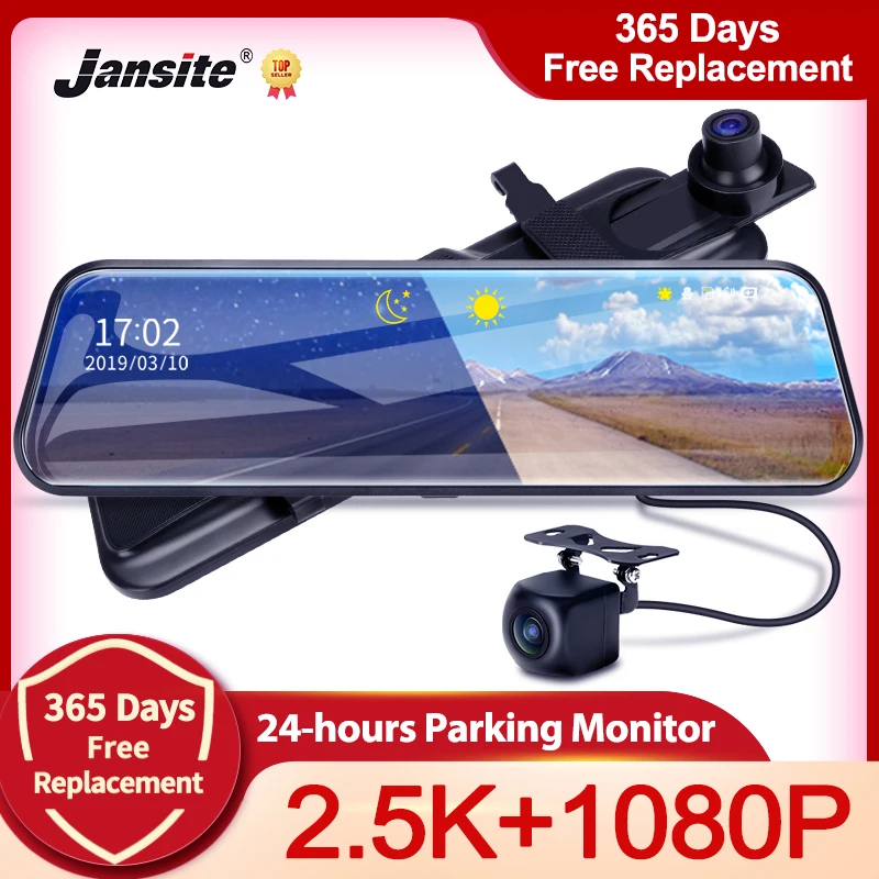 Jansite 10 дюймов Зеркало 2 5 K + 1080P Автомобильный видеорегистратор поток медиа супер