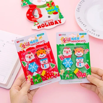 

6pcs/lot Kawaii Snowflake Christmas Eraser Cartoon Eraser funny students' gift Prize kids's Puzzle Toy office school Stationery