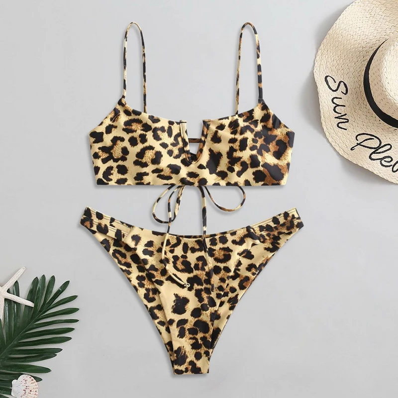leopard 2 piece swimsuit