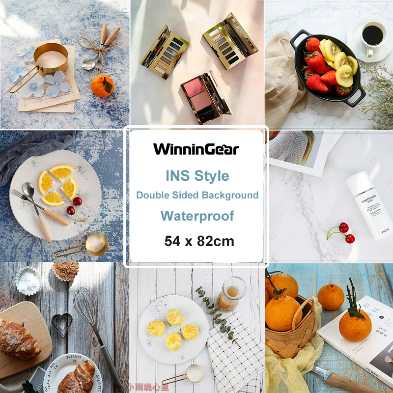 

INS Style Photo Studio Background Board 54x82cm Wood Marble Texture Tabletop Shooting Photography Backdrops Paper