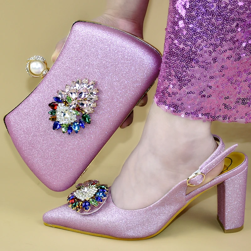 

Italian Ladies Shoes and Bags To Match Set Decorated with Appliques Ladies Sandals with Heels Nigerian Women Wedding Shoes Pumps