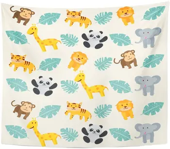 

Tapestry Nursery Fun Summer Animal Zoo Room Baby Bedcover Clip Tapestries Wall Hanging for Living Room Bedroom Dorm