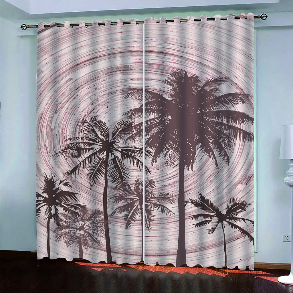 

coconut tree 3d curtains Customized 3d curtains simple and fresh modern thickening blackout curtains