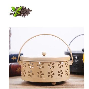 

Mosquito Coil Holder Portable Hollow Metal Incense Holder Tray with Lid Store