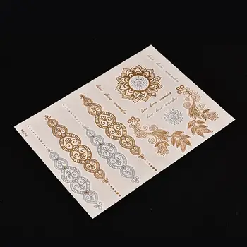 

2pcs Cheap Silver Gold Waterproof Petals Beautiful Case Body Art Metallic Flash Temporary Tattoos Stickers