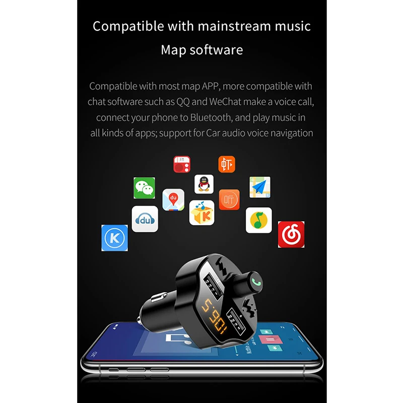 Стиль Bluetooth 5,1 Автомобильный MP3 Bluetooth плеер без потерь качество звука Bluetooth fm-передатчик Bluetooth автомобильное зарядное устройство