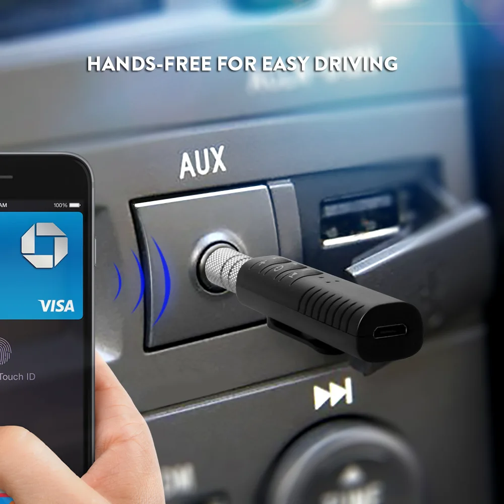 En oferta Kit de manos libres con Bluetooth para coche, Conector de 3,5mm, adaptador de Audio MP3 inalámbrico para música, receptor para auriculares X6MNeRNkRqR