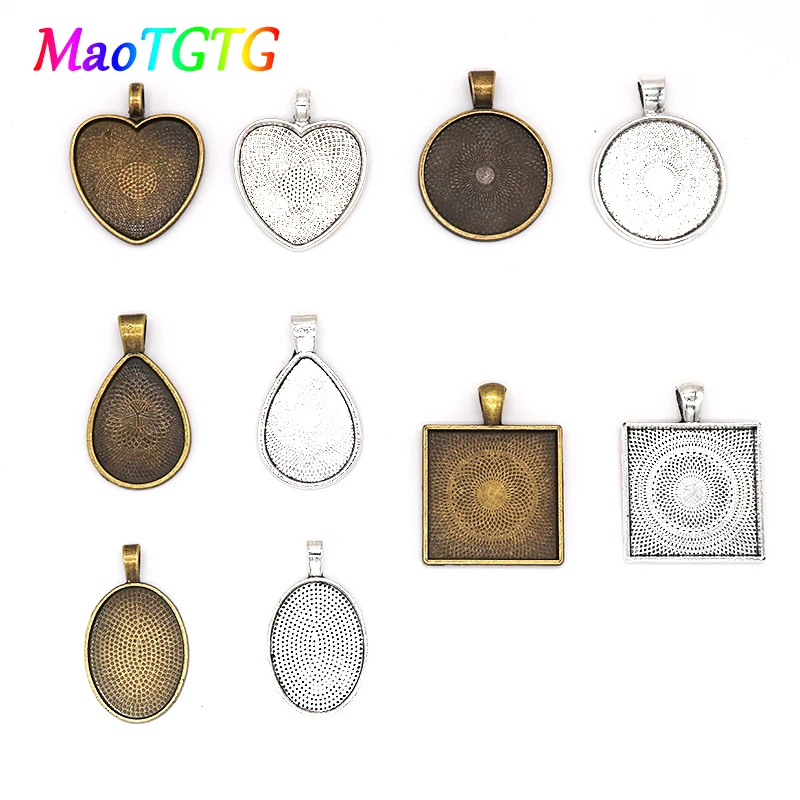

30pcs/lot Combination Retro Alloy Base Set Charms For Jewelry Making Photo Pendant Necklace Retro Patch Base Charms Accessories