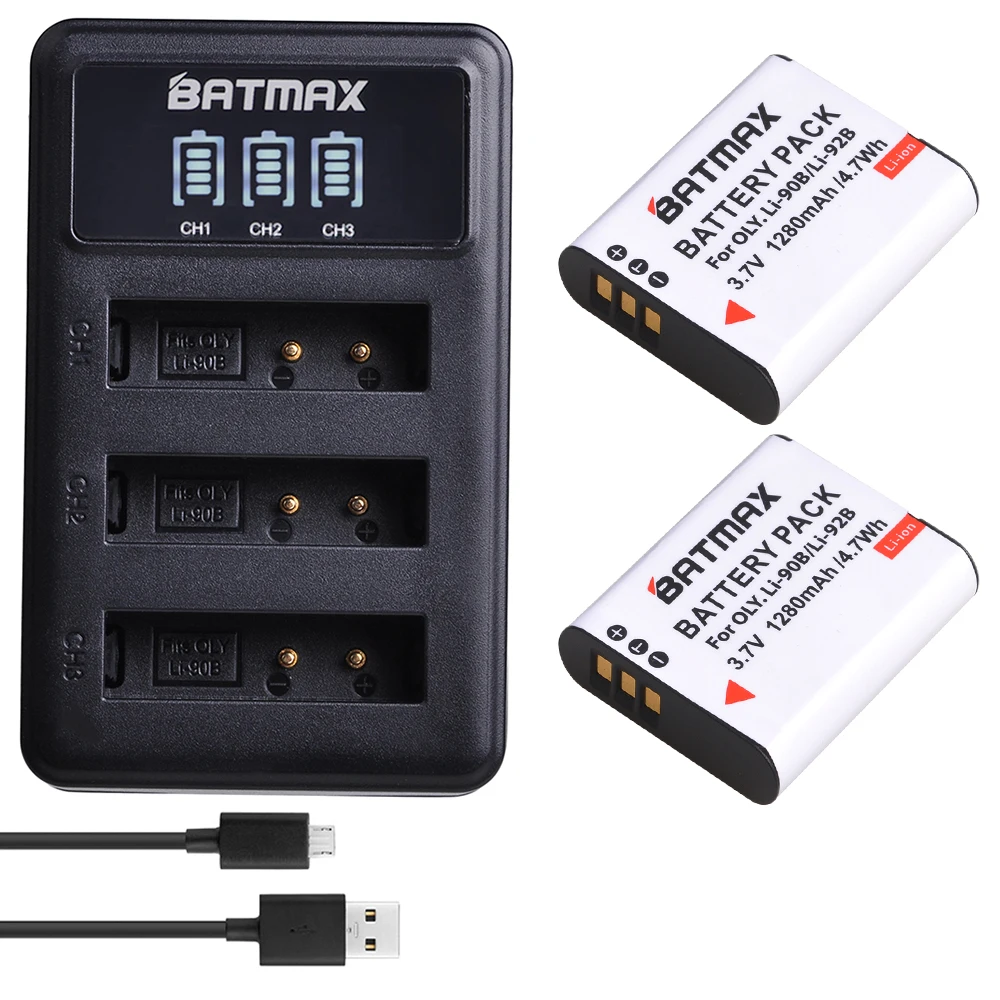 2 Battery set 2 шт. LI-90B LI-92B LI ion аккумулятор 90B 90B Батарея+ светодиодный USB Зарядное устройство с светодиодный для Камера Olympus XZ-2 SH-50 SH-1 SP-100 жесткая TG-1 TG-2 TG-3 - Цвет: 2 Battery set