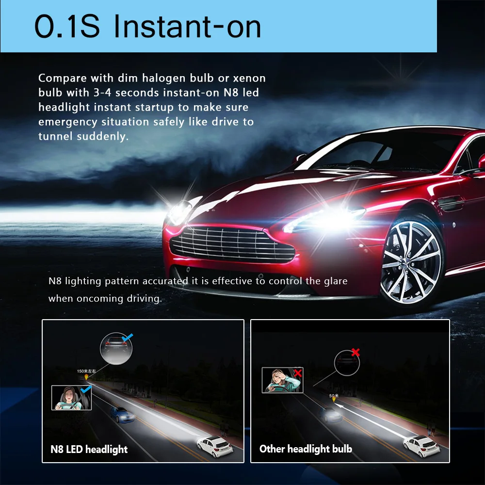 NOVSIGHT H7 светодиодный лампы для фар 60 Вт 16000LM Противотуманные фары вождения