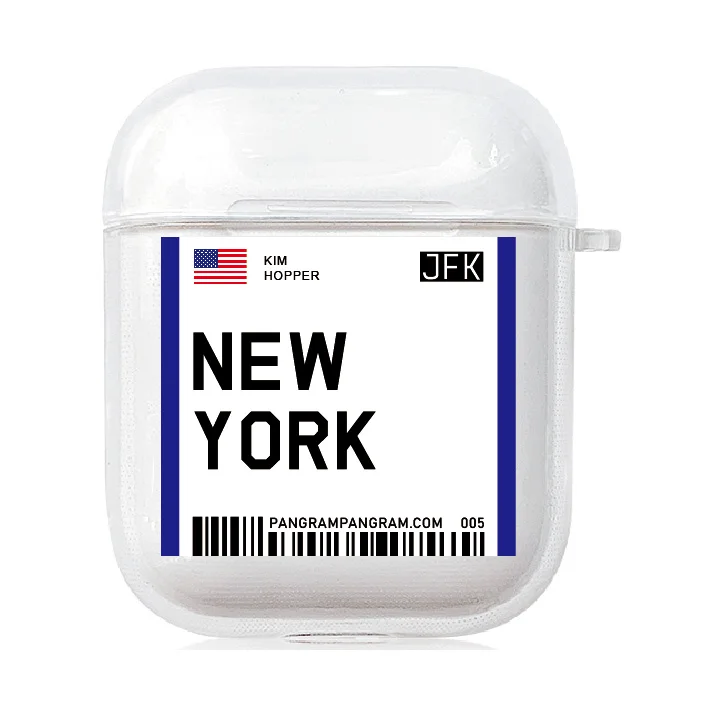 New York Модный чехол для Авиаперелета с крючком для Apple AirPods 2& 1 Pro, мягкий чехол для зарядки из ТПУ, беспроводной Bluetooth, чехол для наушников, посадочный талон - Цвет: New York