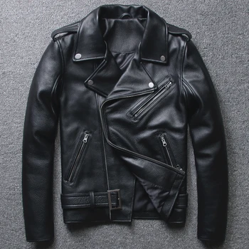 

S-5 XL man leather jacket locomotive wear leather clothes men's short-fitting young jacket bomber jacket