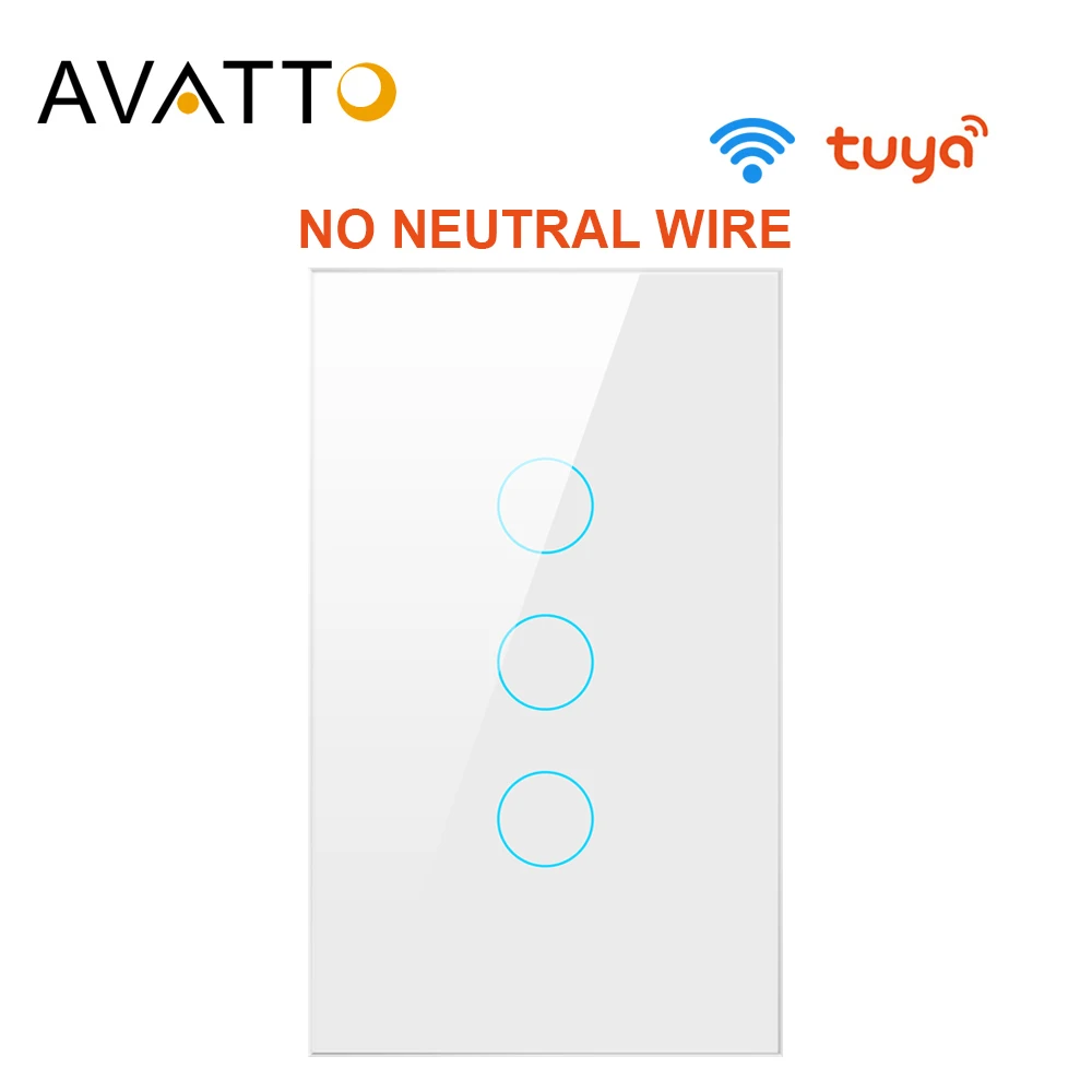 Переключатель AVATTO Tuya US Wi-Fi переключатель света для умного дома 1/2/3 клавиш