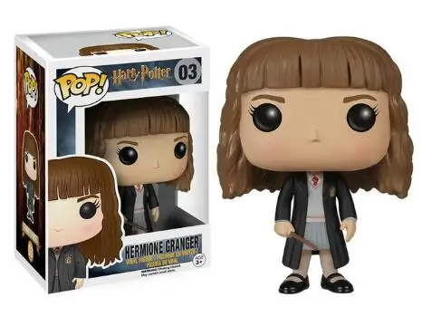 HERMIONE03 with box Funko Pop Movie Гарри Поттер Гермиона Рон Добби Луна персонажи Дамблдор 10 см Виниловая кукла Фигурка Коллекция Модель игрушки - Цвет: HERMIONE03 with box
