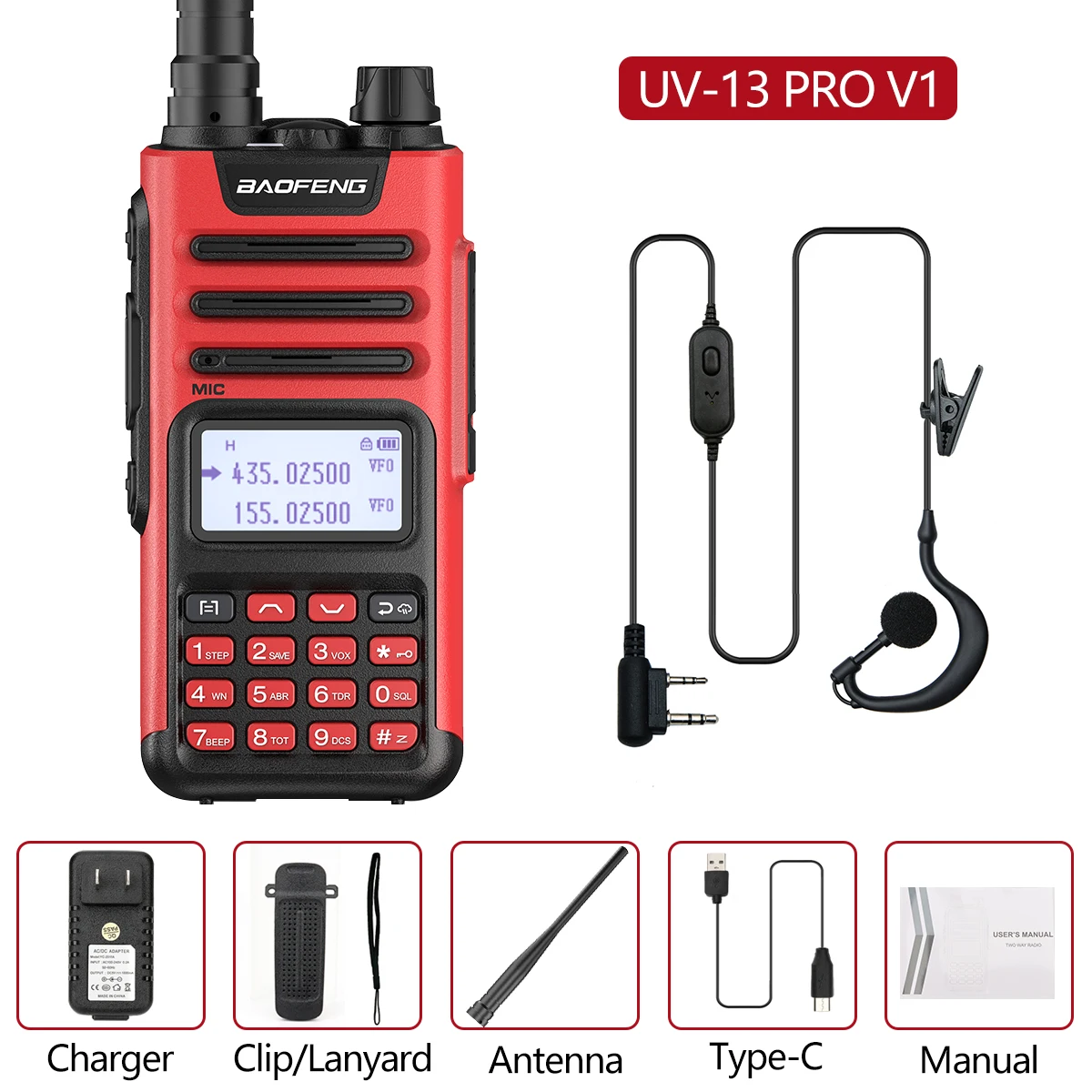 2022 Baofeng UV-13 PRO Walkie Talkie 10W 8800mAh Type-C USB Dual Band Transceiver Ham Radio UV-10R 13PRO Amateur CB Radio UV-5R walkie talkie 10 km Walkie Talkie