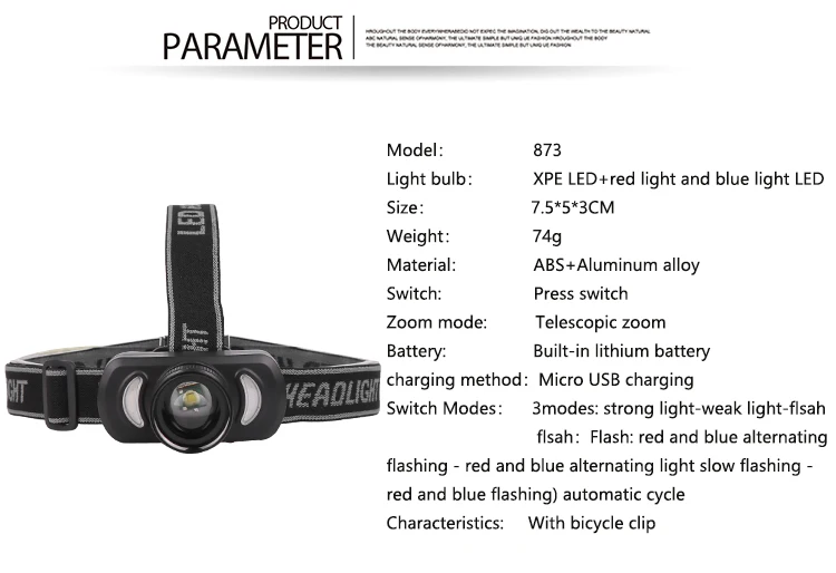 ZK20 дропшиппинг водонепроницаемый налобный фонарь светодиодный велосипедный светильник USB головной светильник велосипедный зажим лампа аварийный красный синий светильник для кемпинга и велоспорта