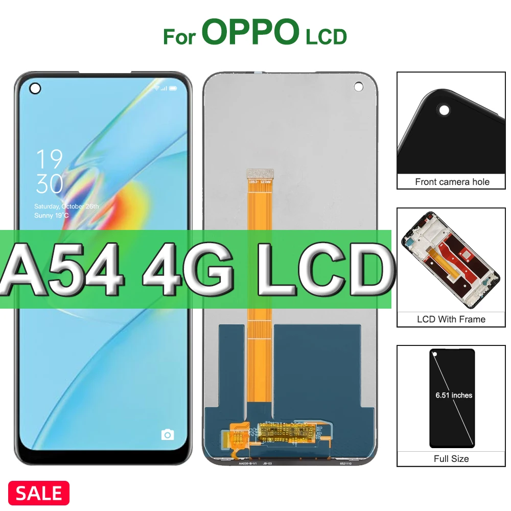 6.51 "Originale Per Oppo A54 4G Cph2239 Display Lcd Touch Digitizer Con Cornice Per Oppo A54 5G Cph2195, Sostituzione Dello Schermo Opg02