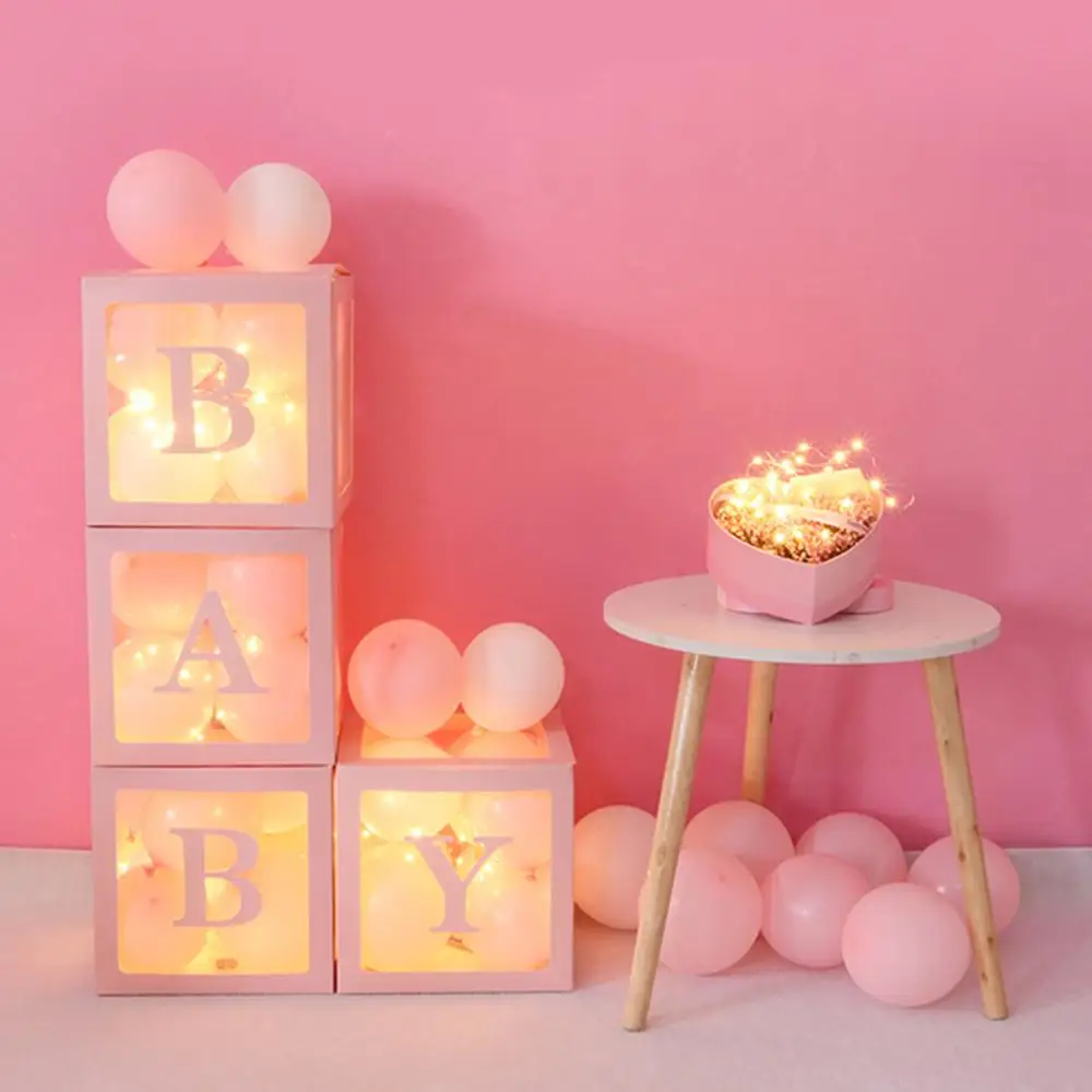 

4Pcs/Set Transparent Balloon Box Favorite Block Boy Girl Baby Shower Birthday Party Wedding Decoration Valentine's Day LOVE Box