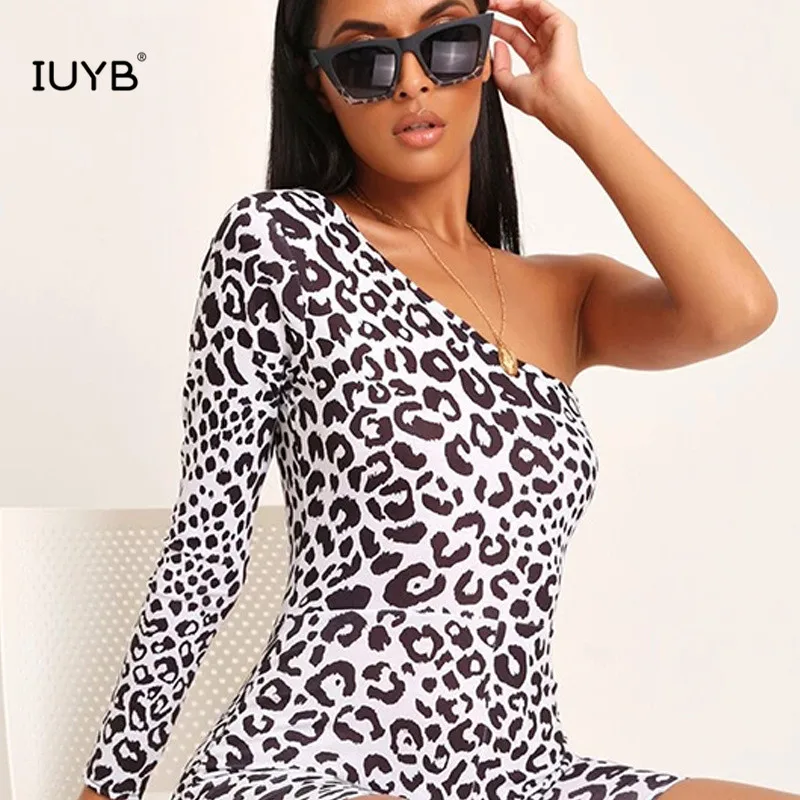 IUYB XYZ3277 асимметричное леопардовое эластичное боди сексуальные Клубные игровые костюмы сексуальные трусы с длинными рукавами удобный комбинезон