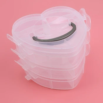 

1PC New Love Small Three Layers Office Organize Storage Box Transparent PP Plastic Jewelry Box Storage