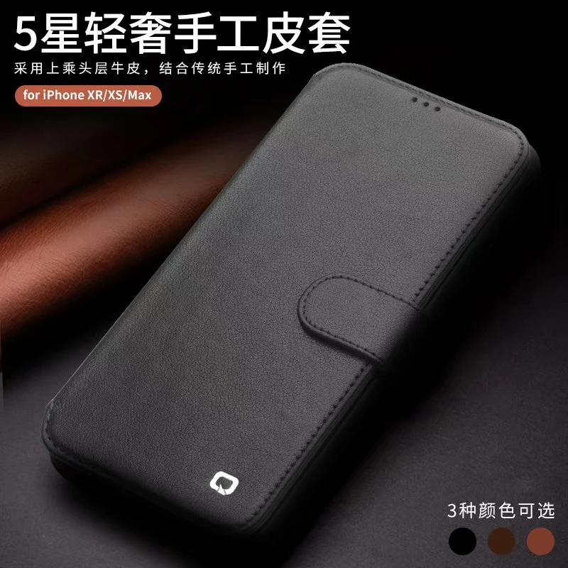 Чехол QIALINO для iPhone 11 Pro Max простой ручной чехол из натуральной кожи с откидной крышкой для карт