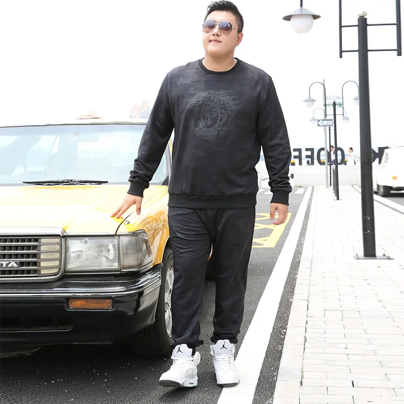 

Large Size MEN'S Hoodie Spring And Autumn Leisure Sports Suit Men's Trend Loose-Fit Handsome Fat Men'S Wear Plus-sized