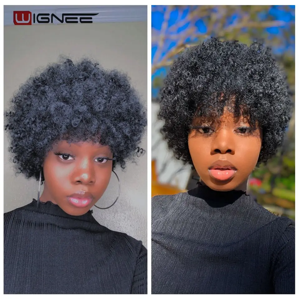Wignee Pelo Corto Afro Negro Rizado Resistente Al Calor Pelucas Sinteticas Para Mujeres Negras Cosplay Pelucas Africanas Naturales Americanas Aliexpress