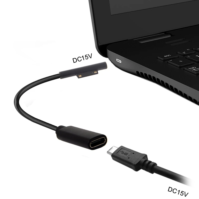 Тип-c Usb-C Dc 15 в женский для поверхности Pro3 Pro4 Pro5 Pro6 Book Pro зарядка Расширение питания Кабель-адаптер конвертер шнур Blac