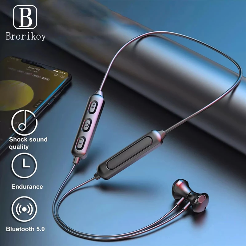Беспроводные наушники Bluetooth 5 0 Спортивная стерео гарнитура на шею мобильный