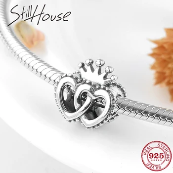 

Hot 925 Sterling Silver Beads Sweet Hearts Crown Charms fit European Bracelets Bangles DIY Womens Jewelry making 2018