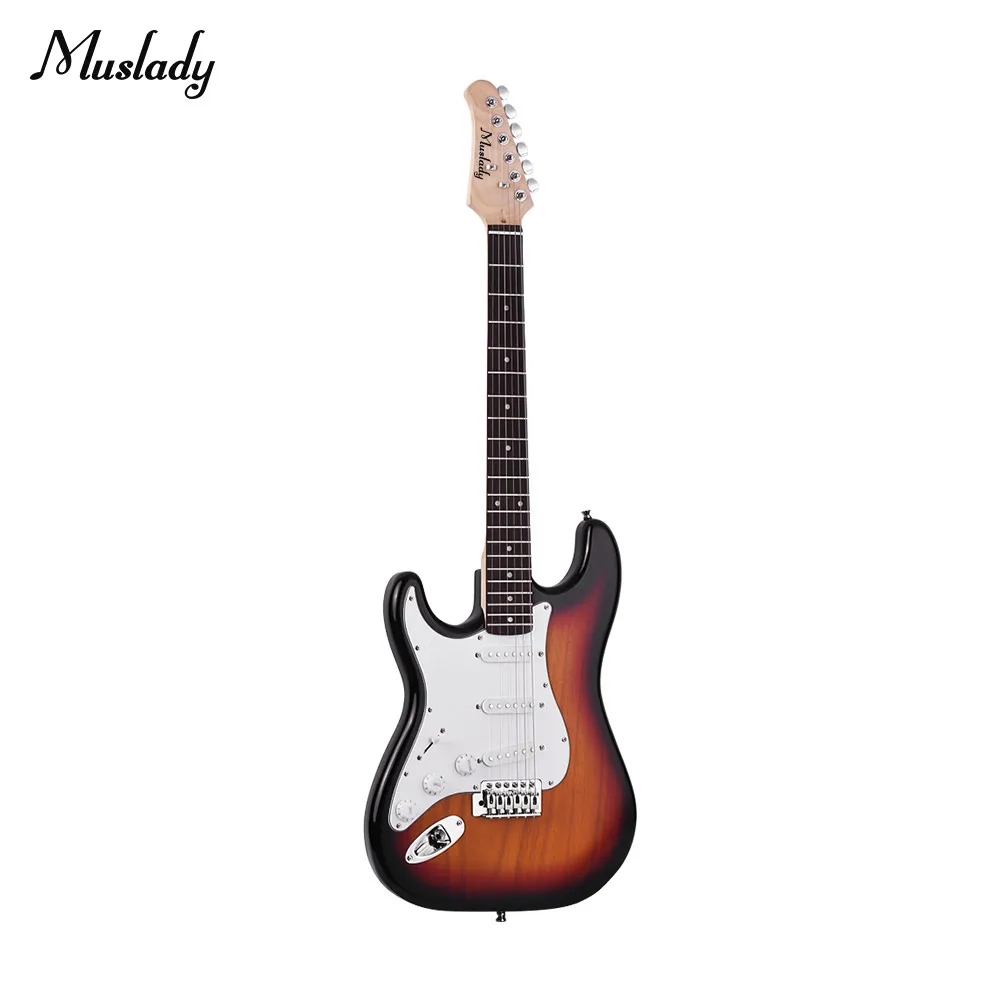 

Muslady Electric Guitar Solid Wood Paulownia Body Maple Neck 21 Frets 6 String with Speaker Pitch Pipe Guitar Bag Strap Picks