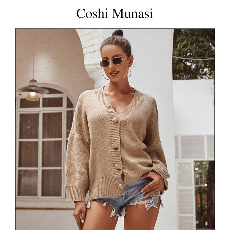

2020 Fashion Women Thick Knit Cardigans Sweater V neck Solid Loose Knitwear Single Breasted Casual Vintage Outwear Winter Coat