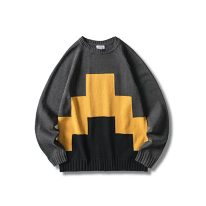 Autumn And Winter Men's New Casual Hit Color Round Neck Sweater Loose Temperament Trend Cotton Men Clothes M-2XL