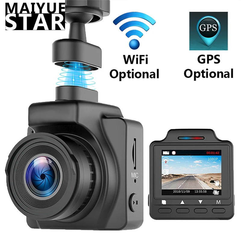 Maiyue звезда Full HD 1080P1. " Мини DVR Камера видео Регистраторы магнитный держатель для автомобиля тире Регистраторы G-sensor Ночное видение, Wi-Fi, gps