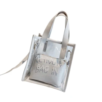 

Fashion Women Transparent Bag Clear Pvc Small Tote Messenger Bags Holographic Shoulder Bag Female Lady Handbag Girls Satchel Whi