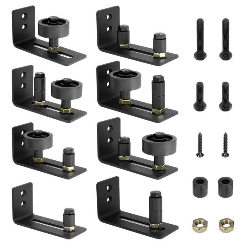 

8 in 1 Install Setup Heavy Duty Sturdy Sliding Barn Door Floor Guide Adjustable Roller Flush Bottom Design Floor and Door Fit Al