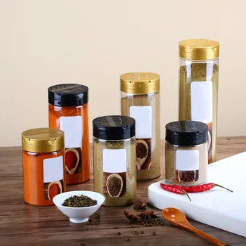 

10pcs Seasoning Bottels Plastic Transparent Spice Herb Storage Jar Salt Pepper Shakers Container Multifunction Kitchen Gadgets