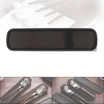 

Universal Black Portable PP Cutlery Receptacle Tableware Storage Box Case with Silicone Pad
