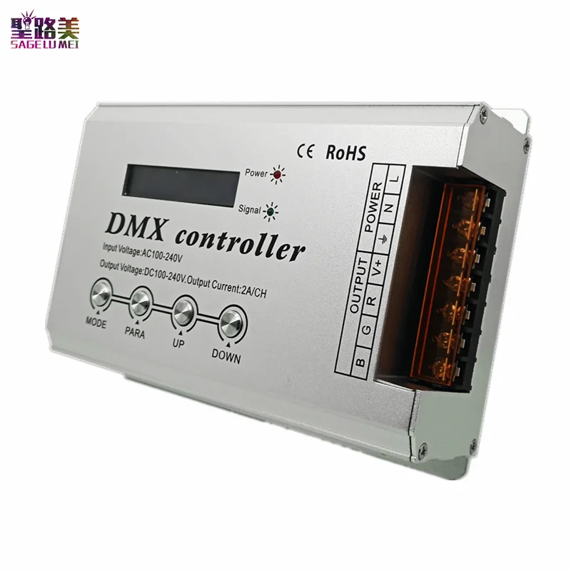 DMX300 AC110V 220V RGB Светодиодный DMX светодиодный декодер консоль контроллер Диммер для 110 V/220 V RGB светодиодный неоновый светильник ленты 1320W 3CH x 2A