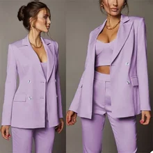 

костюм женский Purple Women Suits Formal Custom Made Blazer Camisole Pants Party Prom Dinner Streetwear Coat 3 Pieces Suits Set