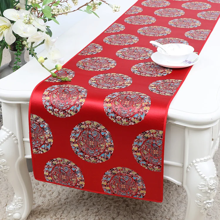 

Waterproof Decorative Chinese Extra Long Table Runner Leather Cover Cloth Living Room Dining Tablecloth Mats