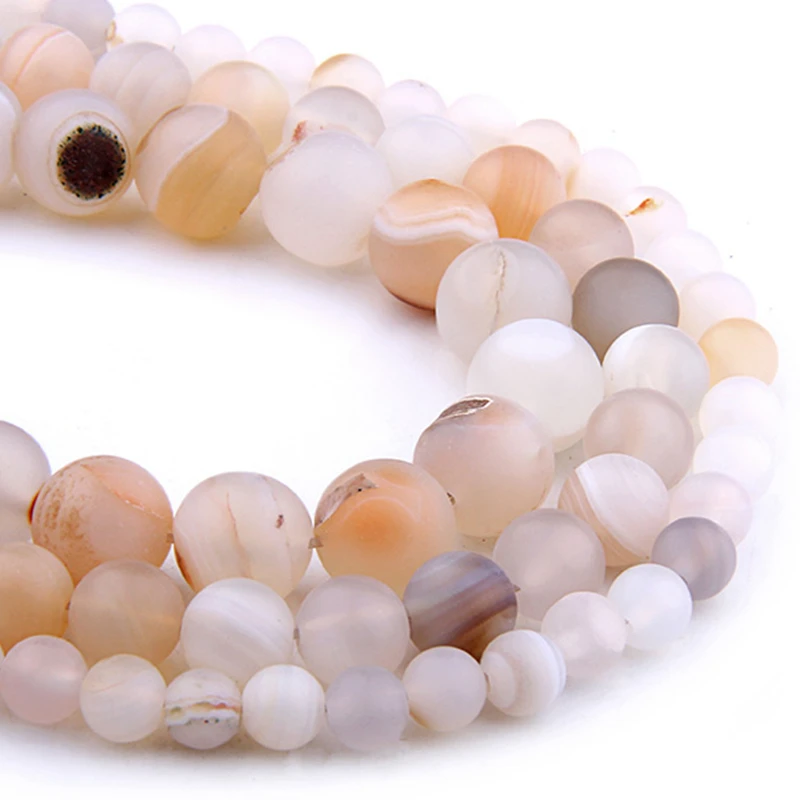 

6 8 10 MM Matte Natural White Stripe Agates Stone gem Beads white spacer Loose Beads for Jewelry Making bracelet necklace diy