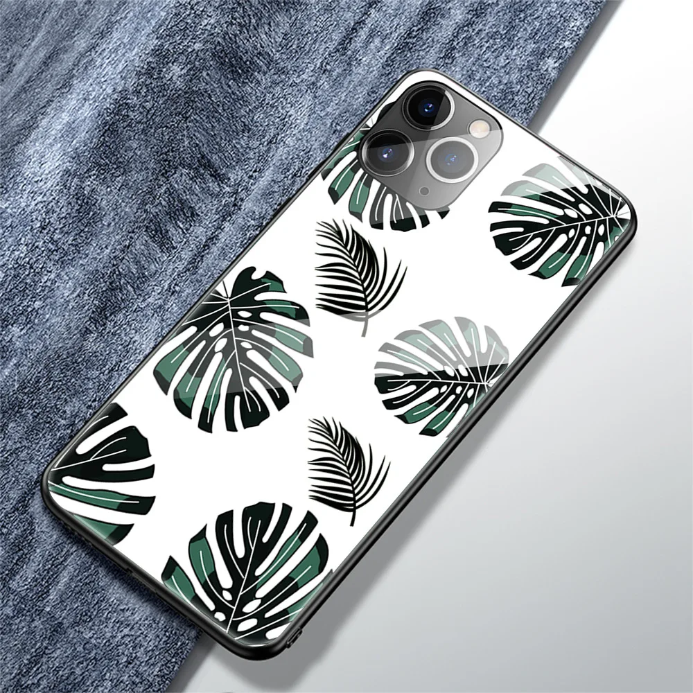 For iPhone 11 Pro MAX X XS XR Nice Starry Sky Flower Tempered Glass Cover For iPhone 7 8 Plus 6 6s Colorful Cases Coque