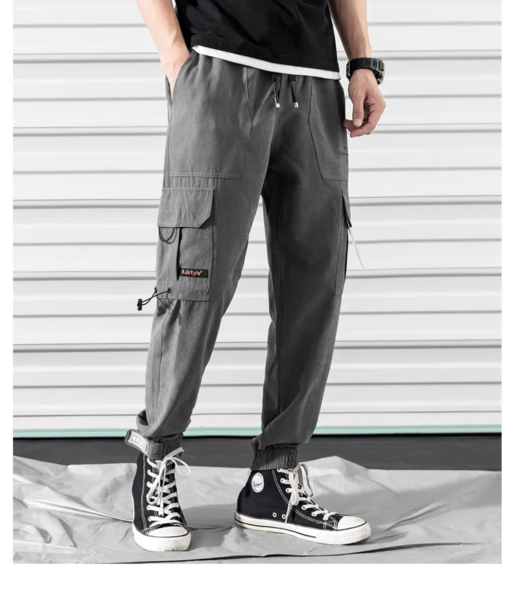 Весна и осень тонкие мужские средняя талия печатные надписи Slim Fit 9 брюки повседневные универсальные обтягивающие 9 брюки