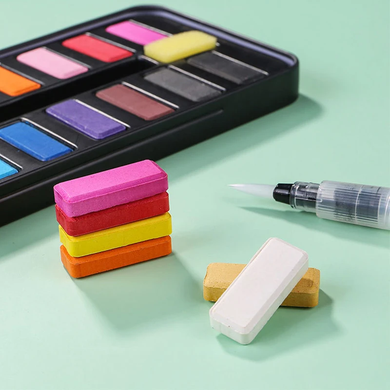 12/18/24/36 Colors Solid Watercolor Paint Set Portable Metal Box With Water Color Brush School Kids Professional Art Supplies | Канцтовары